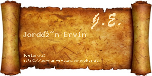 Jordán Ervin névjegykártya