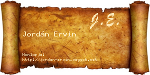 Jordán Ervin névjegykártya